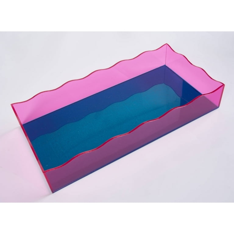 Decorative Tray Scalloped Edge Distorted Checkerboard Acrylic Retro