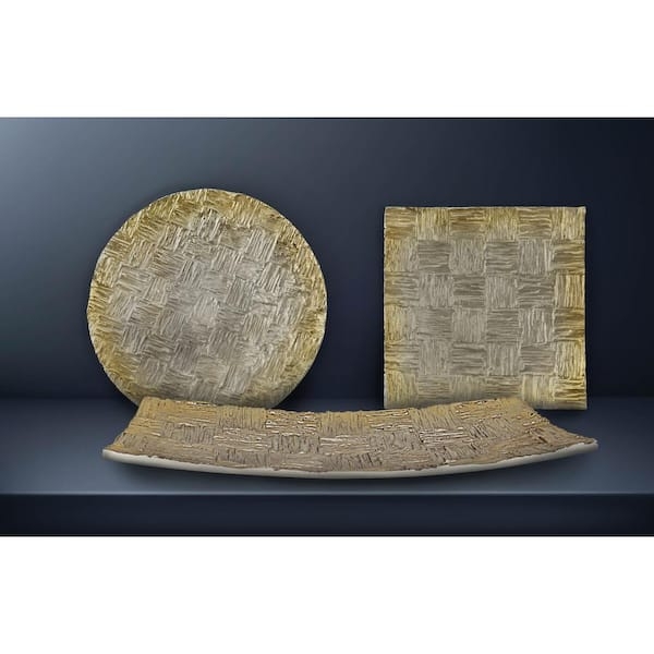 Decorative Tray Set Gold Nesting Design with Low Profile Rim
