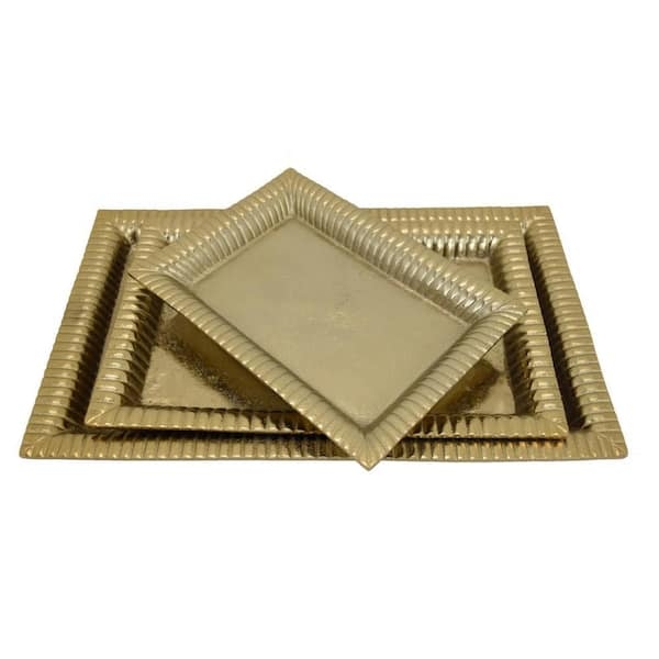 Decorative Tray Set Nesting Set Wire Mesh Base Metal Frame Glam Modern