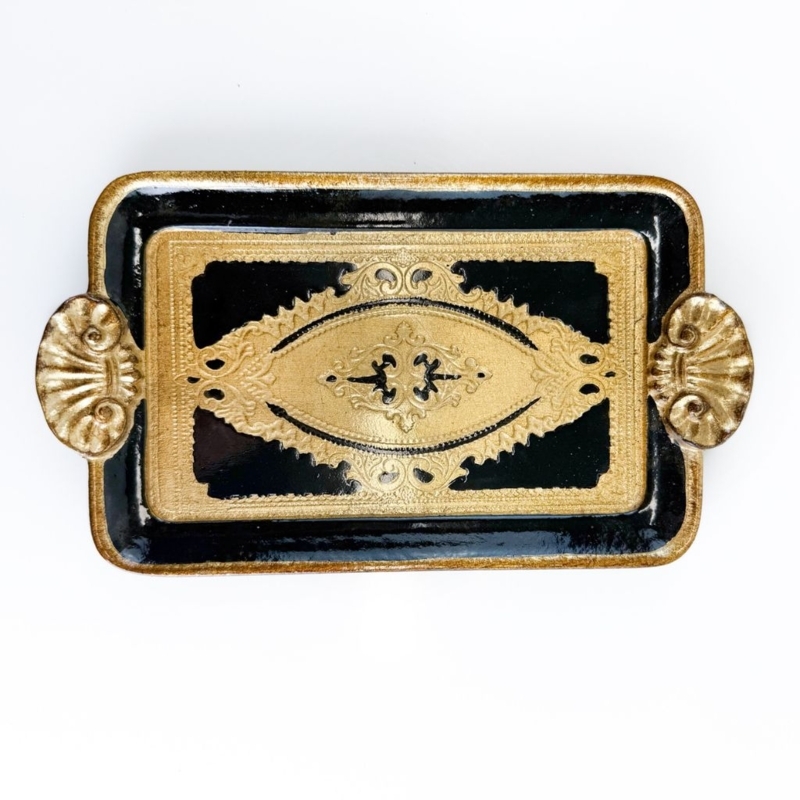 Decorative Tray Shell Handles, Gold Gilt, Florentine Style