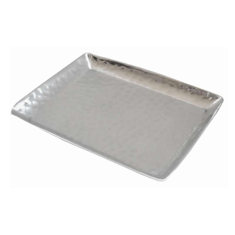 Decorative Tray Small Rectangular Hammered Aluminum