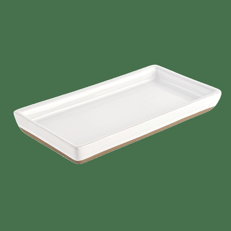 Decorative Tray Small Rectangular Off-White Stoneware Speckled Pattern
