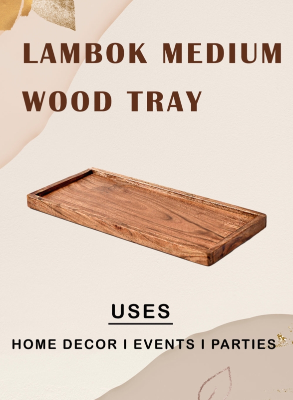 Decorative Tray Square Natural Grain Rounded Corners