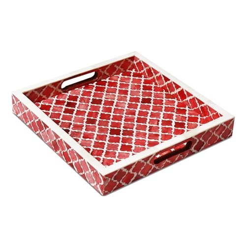 Decorative Tray, Square Quatrefoil Pattern in Global-Inspired Style