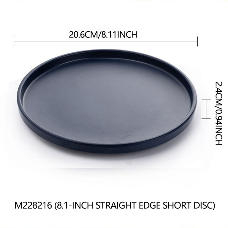Decorative Tray Synthetic Round Matte Blue Finish Straight Rim