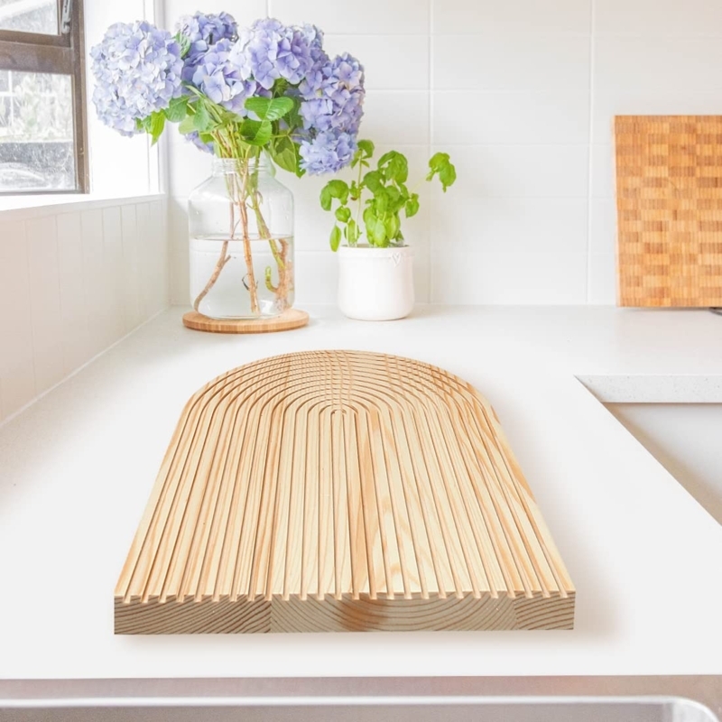 Decorative Tray: Tiered Arch Shape in Light Natural Wood