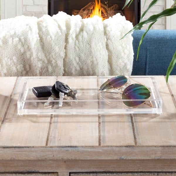 Decorative Tray Transparent Acrylic Cut Out Handles Catch-All Minimalist