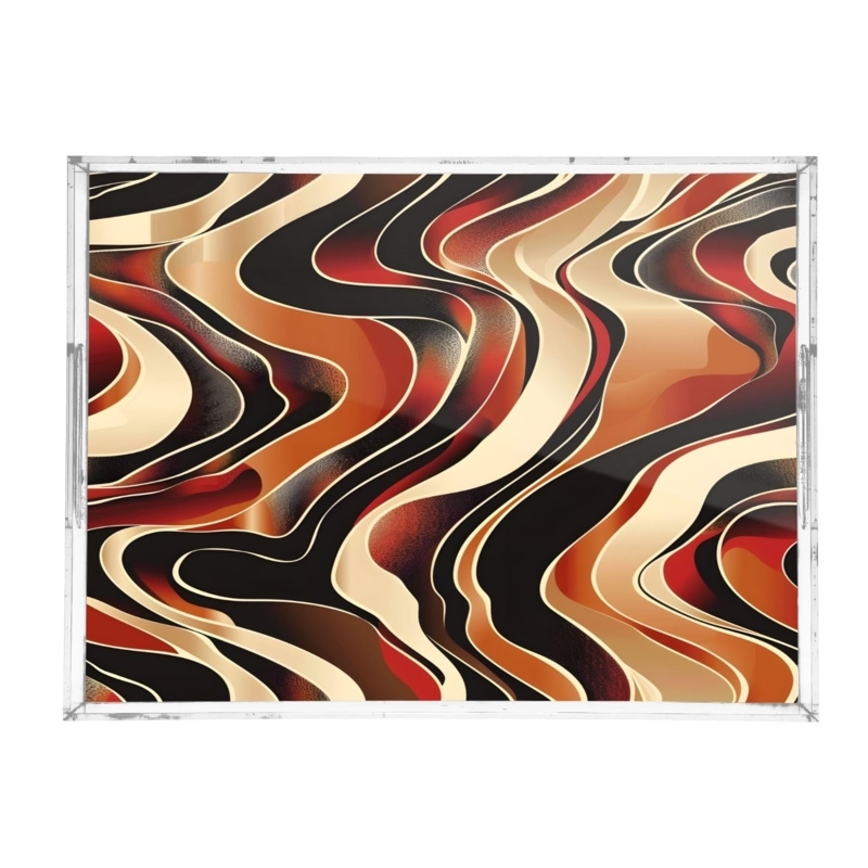 Decorative Tray Wavy Edges Clear Acrylic Like Minimalist Style