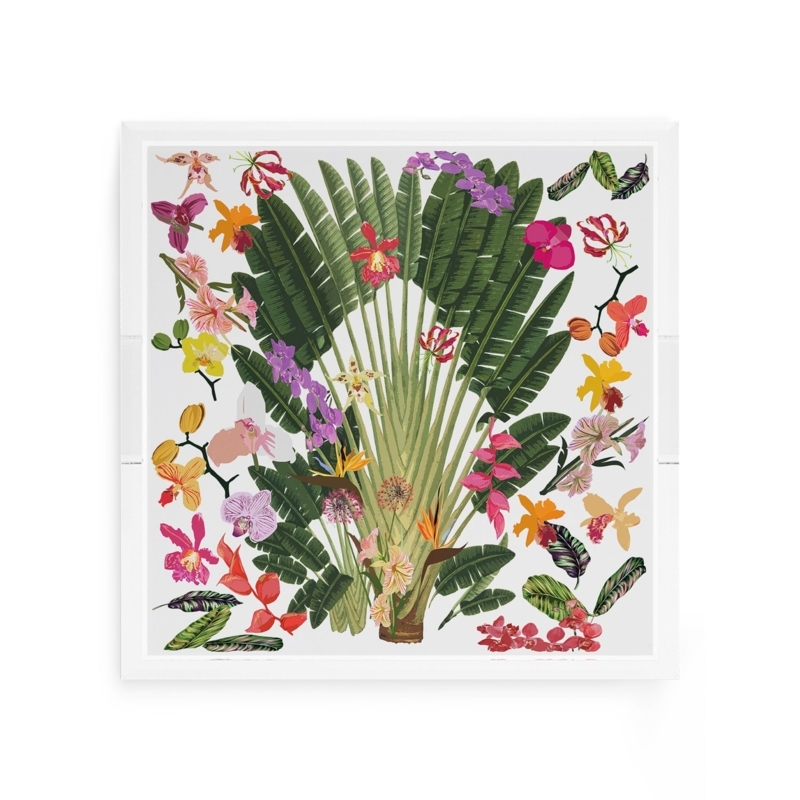 Decorative Tray White Acrylic Parrot Illustrations Square Silhouette Maximalist Home Accessories