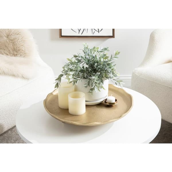 Decorative Tray Wireframe Spindle Sides Polished Finish Round Decor