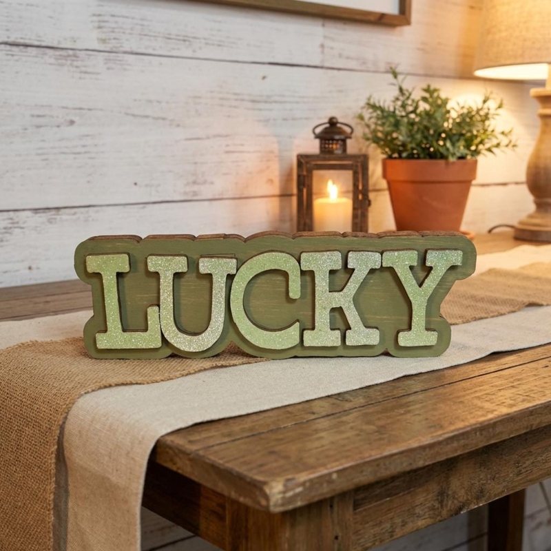 Decorative Tray with Inspirational Engravings, Natural Wood Grain.