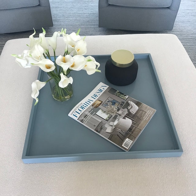 Decorative Tray with Oversized Scale, Integrated Handles, Shallow Profile