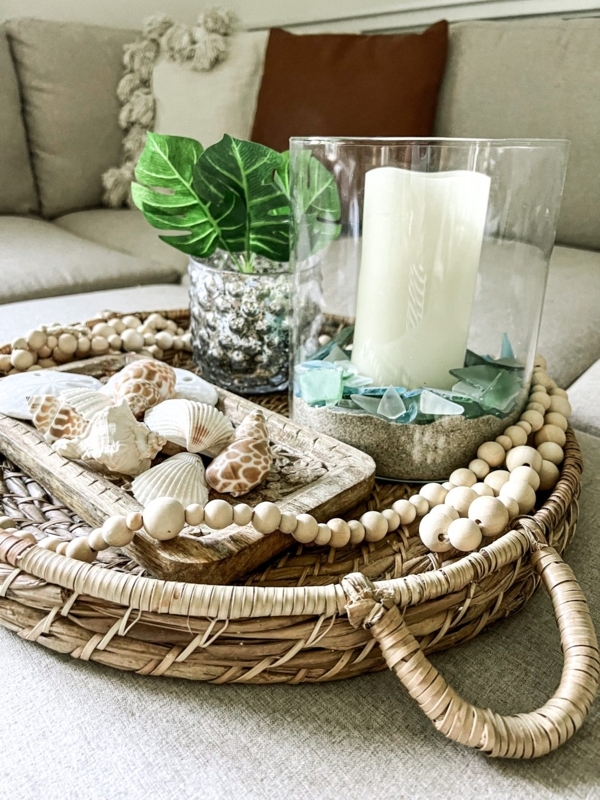 Decorative Tray Woven Rattan Sailboat Model Coastal Decor Ideas