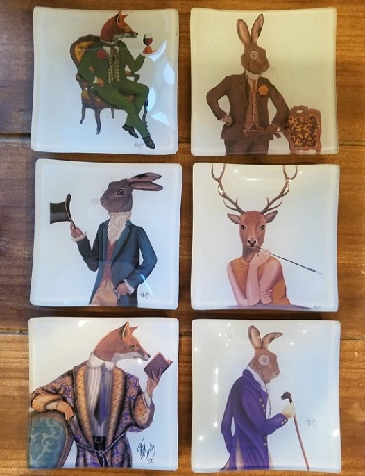 Decorative Trays Eclectic Animal Trinket Set Anthropomorphic Glass