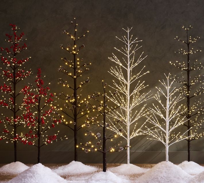 Decorative Tree Pinecone Covered Rustic Woodland Twinkling Lights