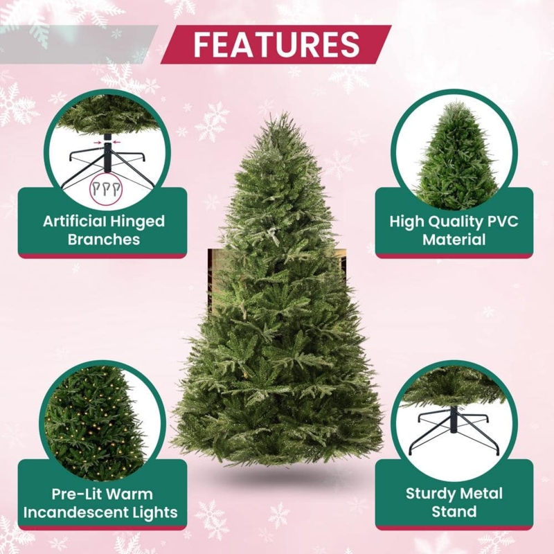 Dense Artificial Christmas Tree, 6.5ft Pre-Lit with Foot Pedal