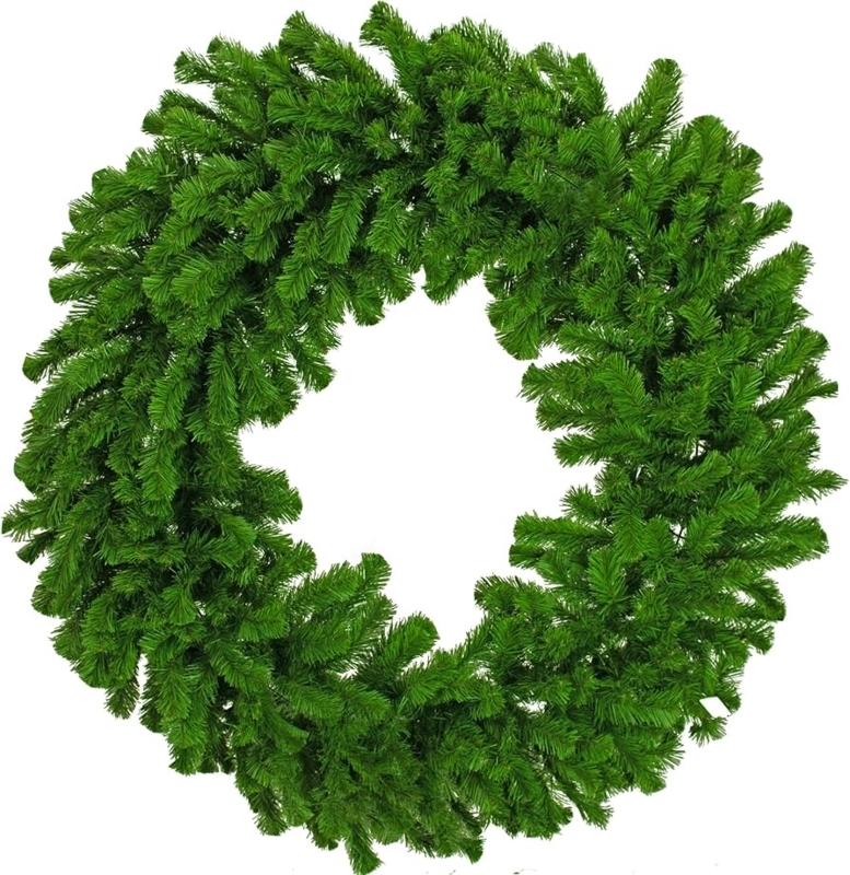 Dense Christmas Wreath PVC Foliage Oversized Unlit Farmhouse Decor