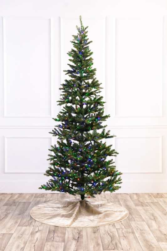 Dense Green Slender Pine Christmas Tree with Modern 3mm LED Lights