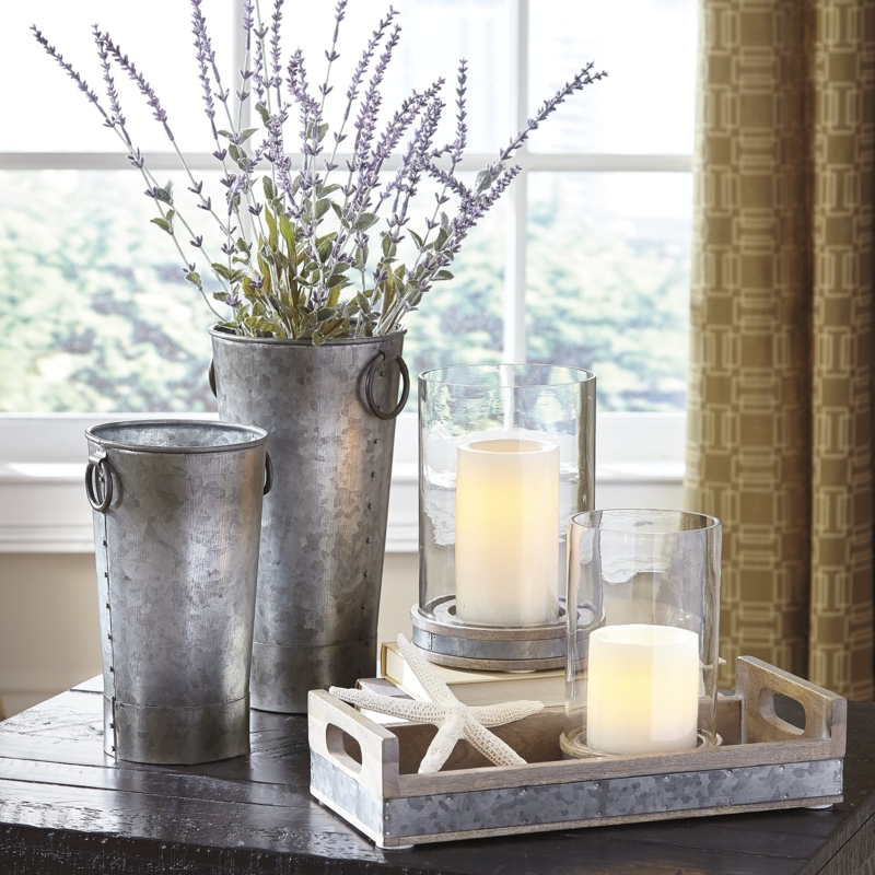 Distressed Gray Accessory Set 5-Piece Tray Farmhouse Decor