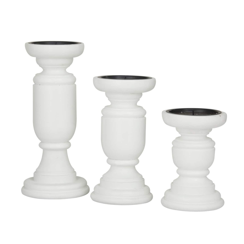 Distressed Spindle Pillar Holders, Varied Heights Trio