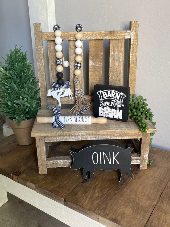 Distressed Wood Tiered Tray, Rae Dunn Inspired Barn Decor