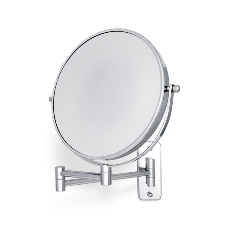 Double-Sided Silver Makeup Mirror with Accordion Arm