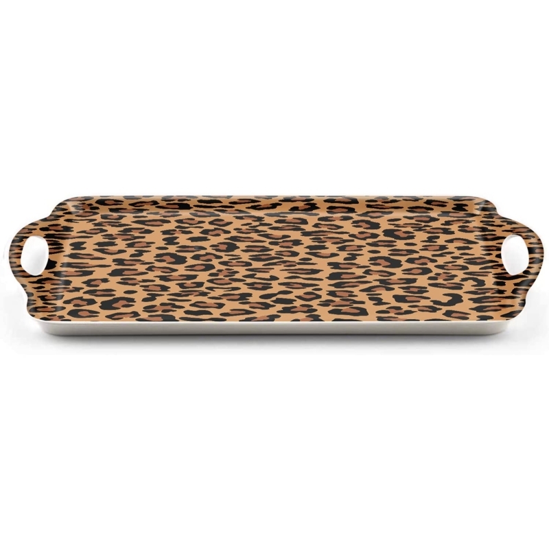 Eclectic Rectangular Serving Tray Leopard Print Interior (60 characters)