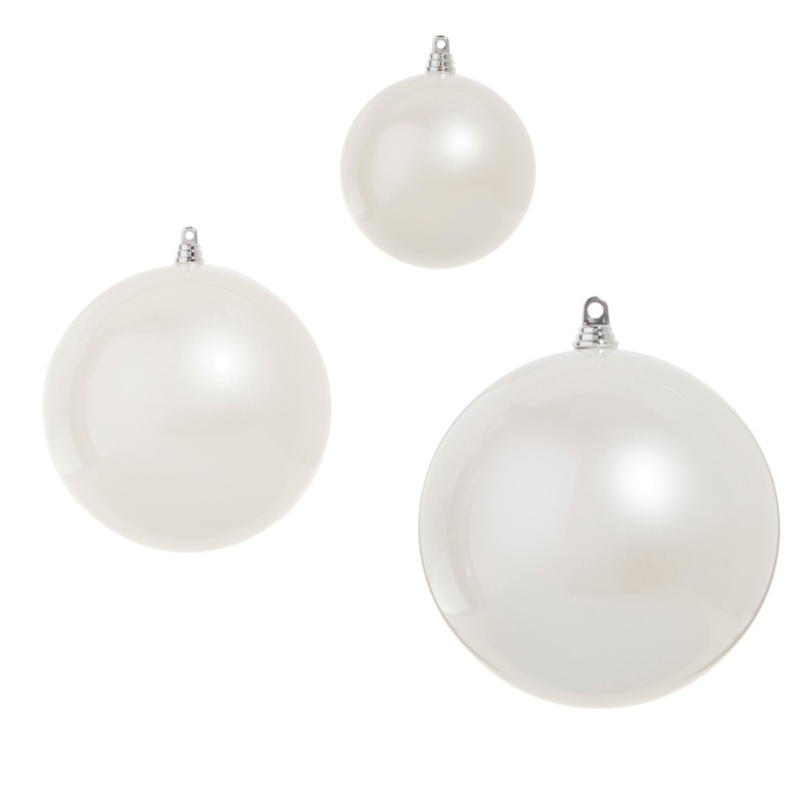 Elegant Pearl Beaded Christmas Ornaments, Iridescent White