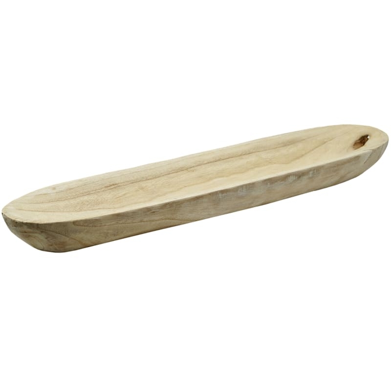 Elongated Wood Decorative Tray Natural Grain Modern Farmhouse Decor