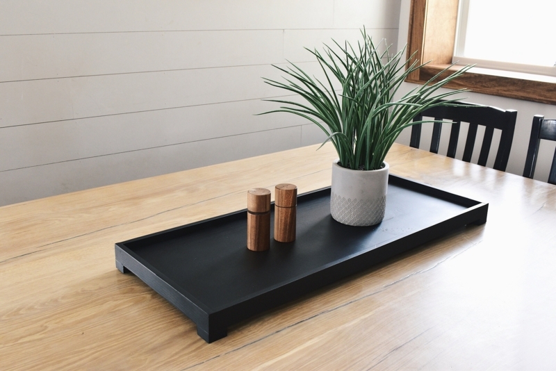 Elongated Wooden Decorative Tray for Modern Black Tray Styling