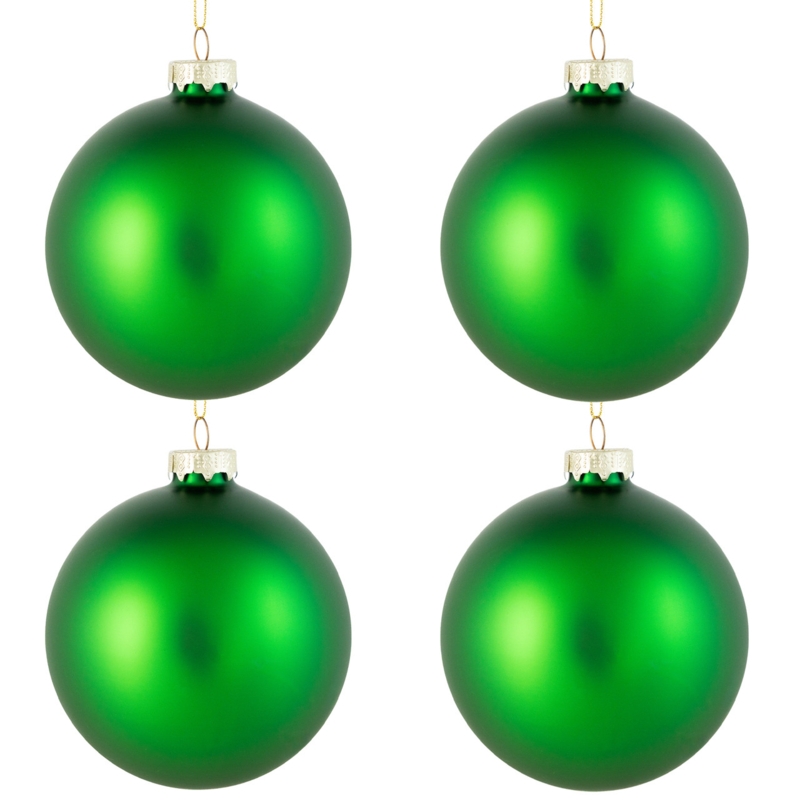 Emerald Green Christmas Ornament Set Dual Finish Matte Glossy