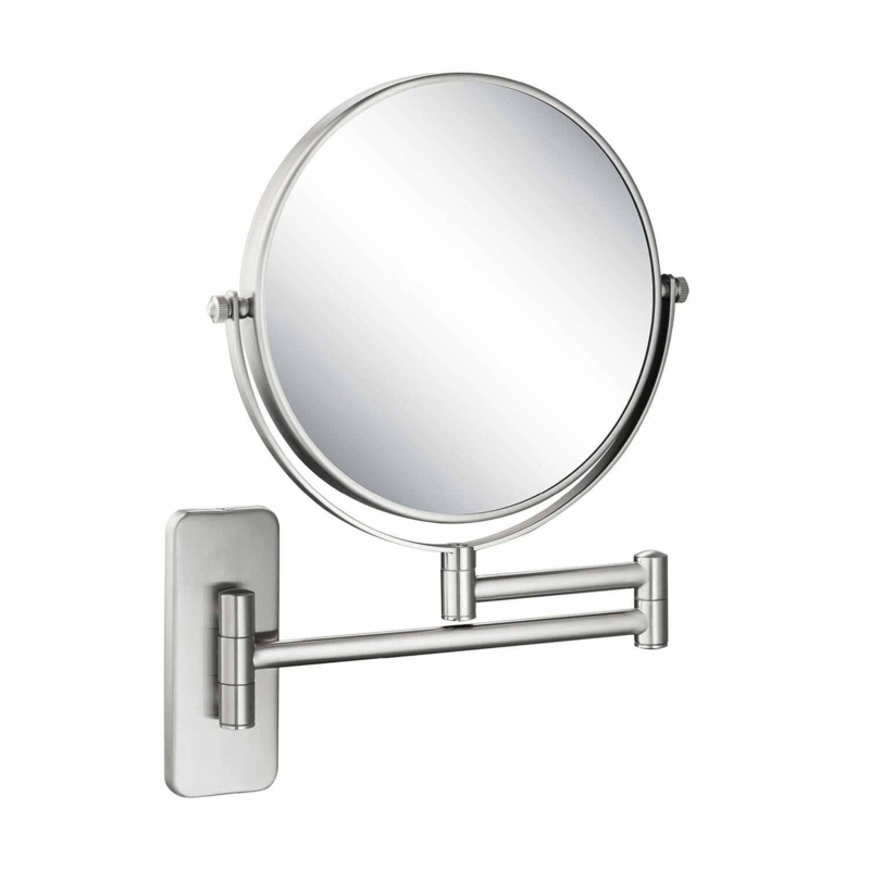 Extendable Brushed Gold Accordion Makeup Mirror, Wall Mount