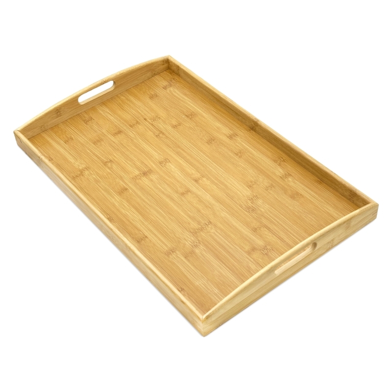 Extra Large Bamboo Serving Tray Rectangular with Handles