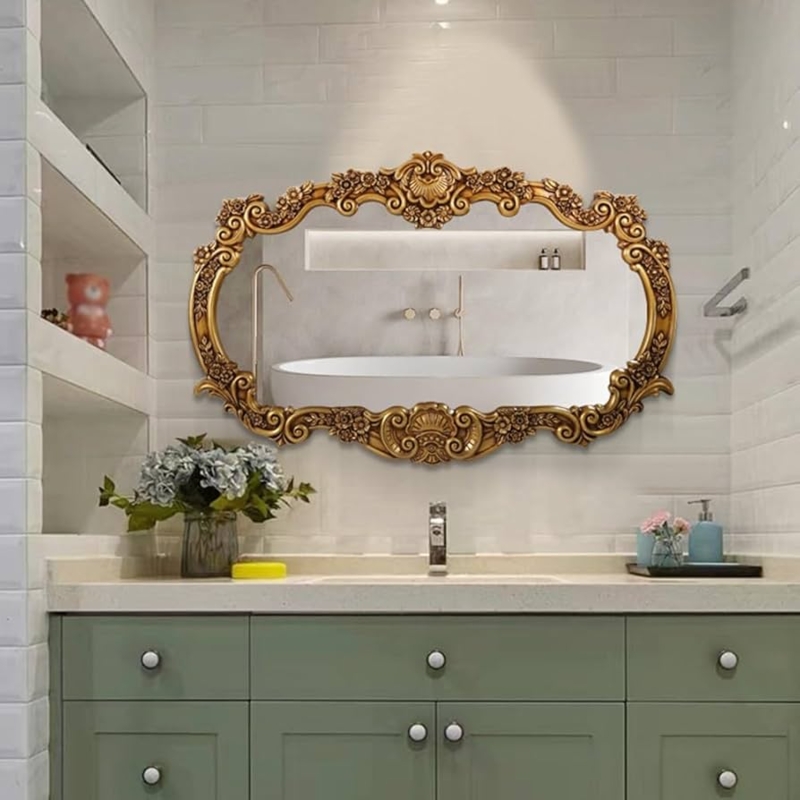 Extra Large Baroque Wall Mirror Antique Gold, Traditional Mantel Decor
