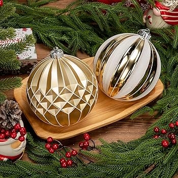Extra Large Christmas Ball Decorations: Festive Glitter Coated Pair
