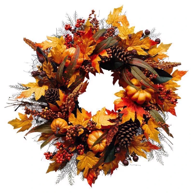 Farmhouse Fall Wreath Miniature Pumpkins Oversized Burlap Bow Rustic
