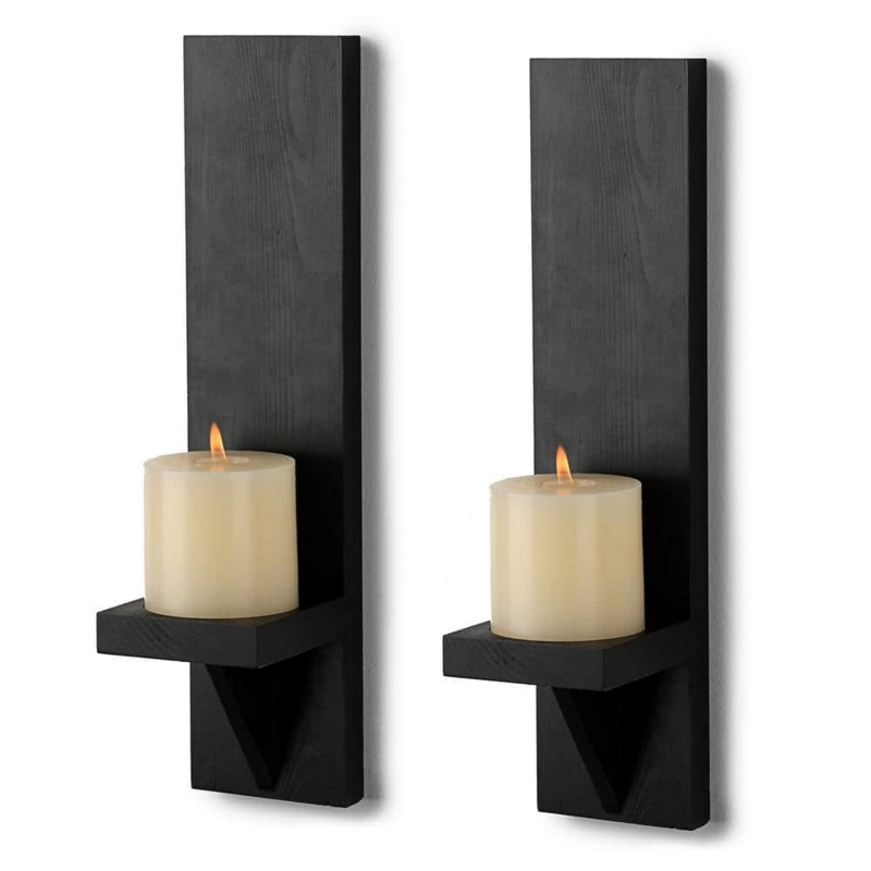Farmhouse Wall Sconce Set, Matte Black Metal Scrollwork for Pillars