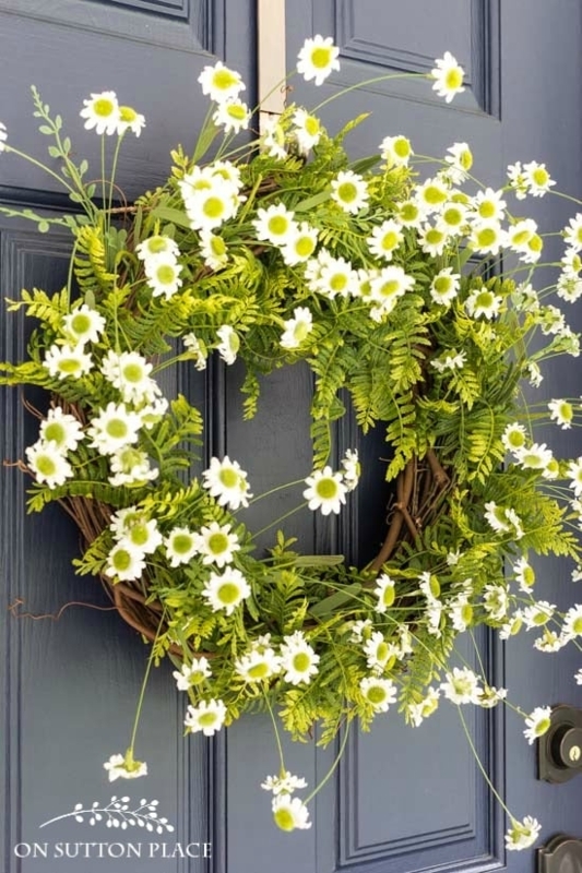 Fern Fronds Wreath, Farmhouse Fern and Daisy Wreath