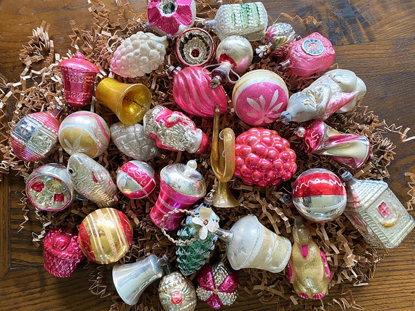 Figural Glass Ornaments in Hand-Painted Multicolored Shapes