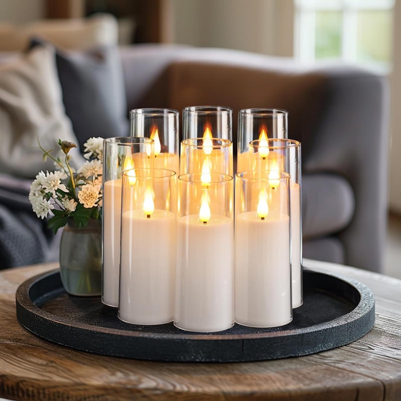Flameless Candles Acrylic White Set with Remote Control Staggered