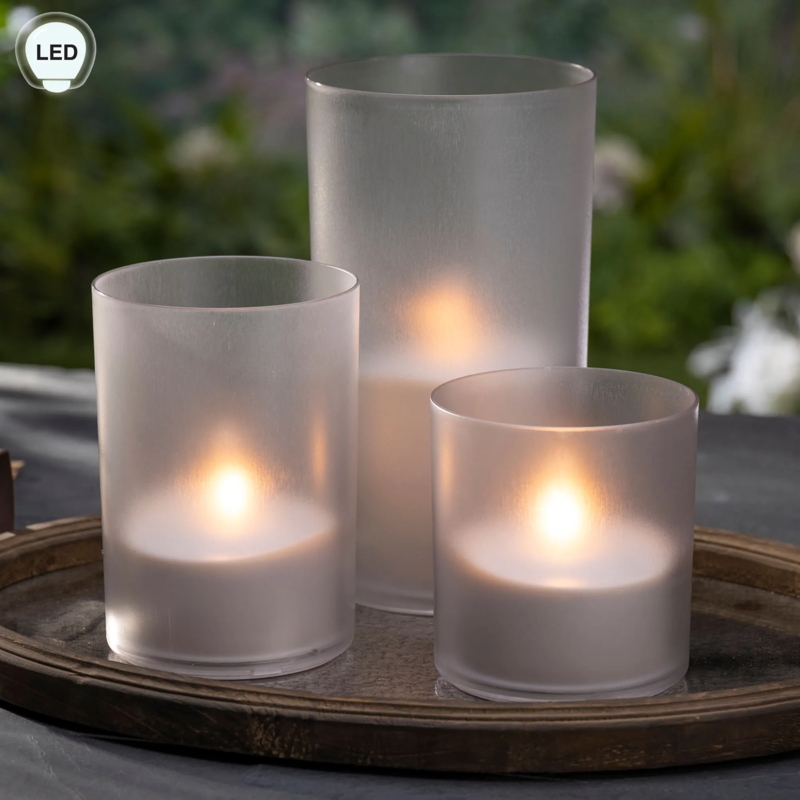 Flameless Pillar Candle White Melted Edge Matte Finish Realistic LED
