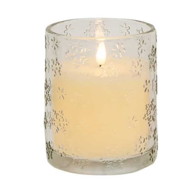 Flameless Snowflake Jar Candle: Etched Glass with Integrated LED