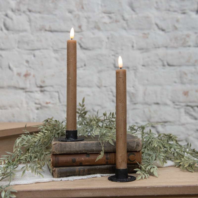 Flameless Taper Candle 3D Flame Realistic Wick Detail 9.5 Inch Decor
