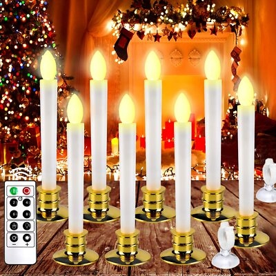 Flameless Taper Candles Suction Cup Mount Window Decor LED Base