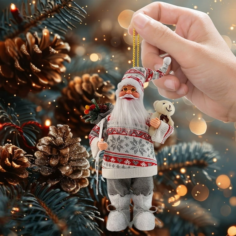 Flat Wooden Christmas Decorations Traditional Santa Cutout Set