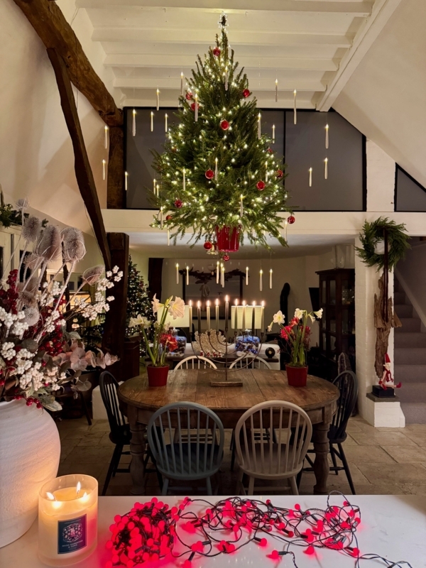 Floating Christmas Tree Suspended Whimsical High Ceiling Decor
