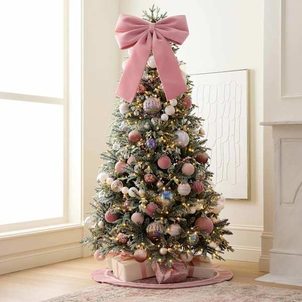 Flocked Christmas Ornaments with Matte Texture and Silver Caps.
