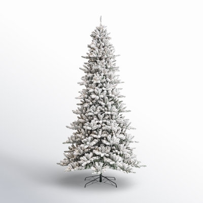 Flocked Christmas Tree Heavy Flocking Pre-Lit Warm Light Wintry