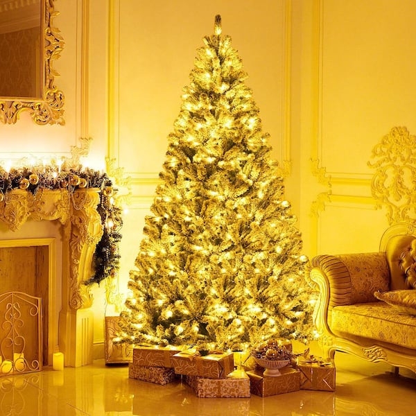 Flocked Christmas Tree Heavy Snow Warm Ambient Glow Cozy