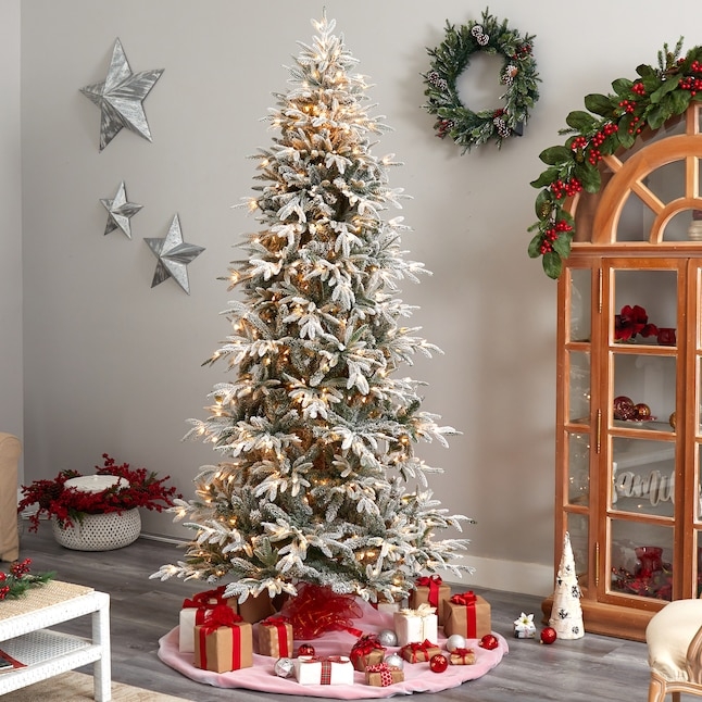 Flocked Spruce Christmas Tree with Warm Incandescent Lights